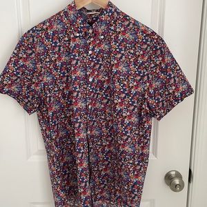 J Crew mens Liberty print short sleeve slim button down